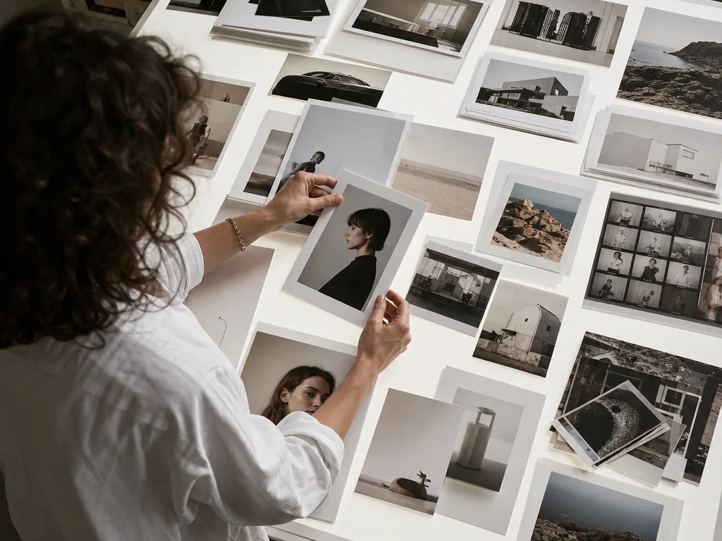 Visual curator sorting mixed image assets into a smaller selected set