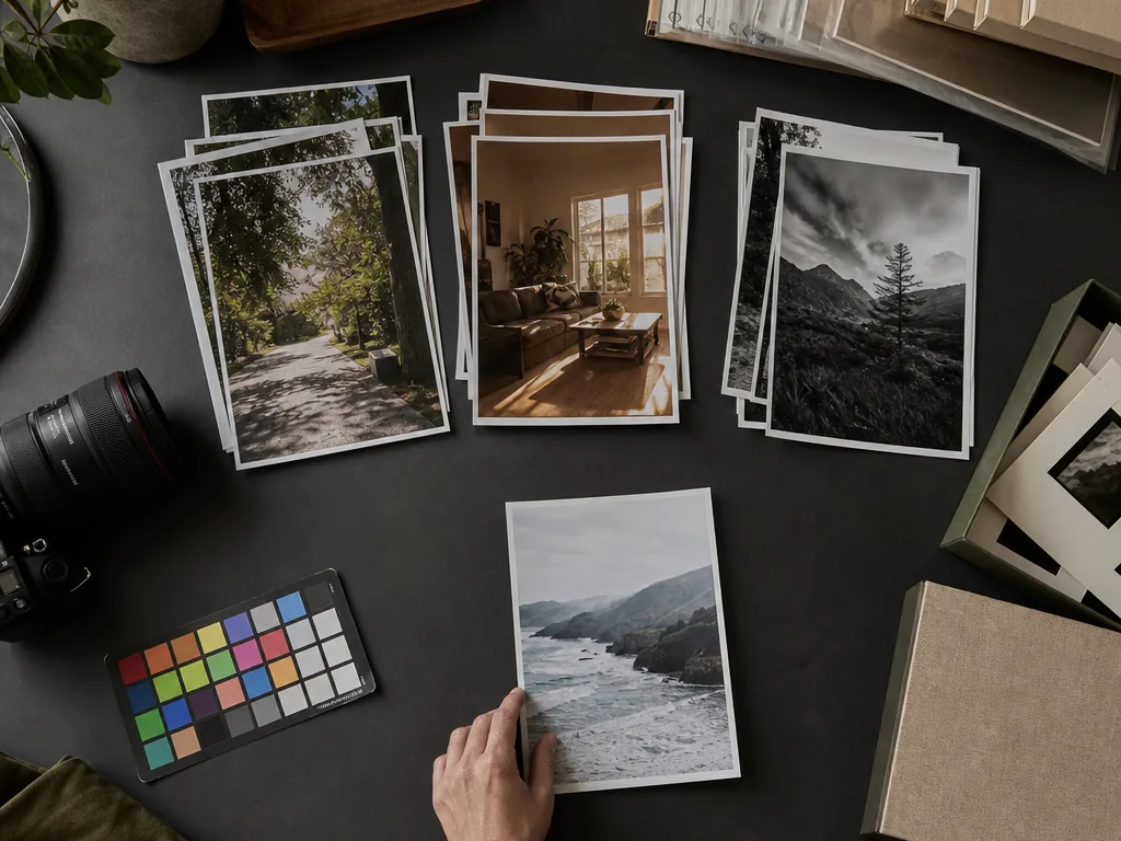 Batch photo editor workflow showing culling, enhancement, and AI creation